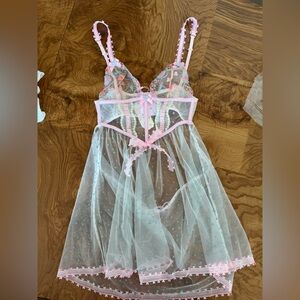 For Love And Lemons Sheer Pink and Blue Babydoll